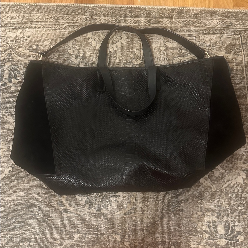 Coach Hadley XL Tote in Black Python Embossed Leather & Suede - Picture 3 of 11
